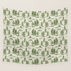 Green Alien Abduction Toile De Jouy Pattern Wall Tapestry Gallery Image 4