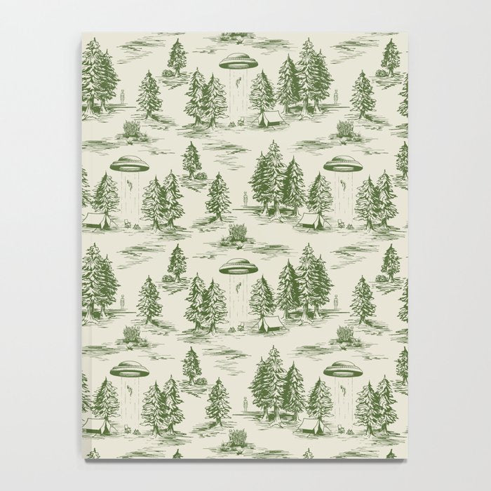 Green Alien Abduction Toile De Jouy Pattern Notebook Gallery Image 4
