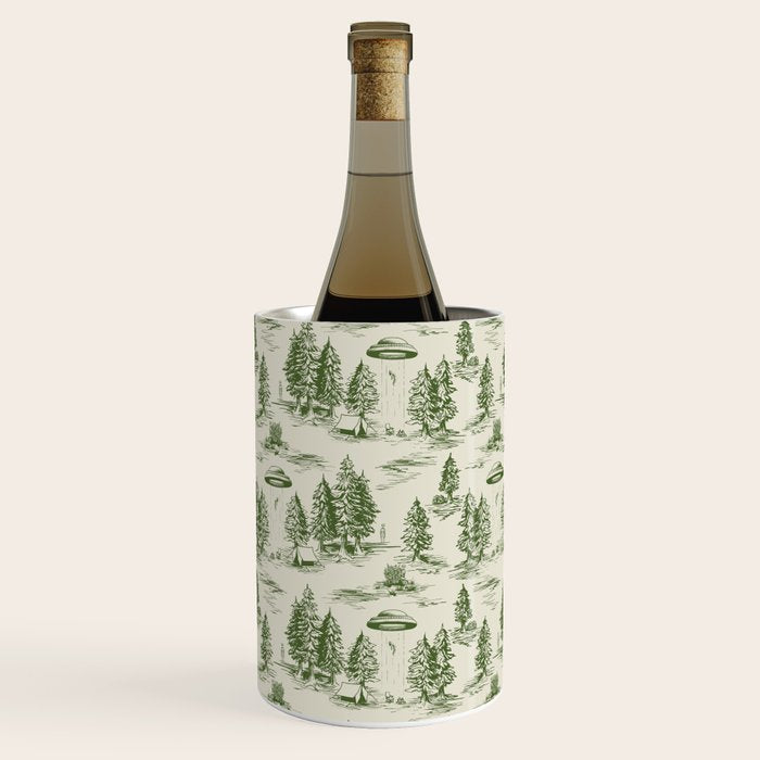 Green Alien Abduction Toile De Jouy Pattern Wine Chiller Gallery Image 2