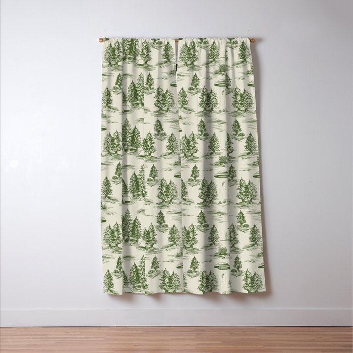 Green Alien Abduction Toile De Jouy Pattern Window Curtain Gallery Image 3