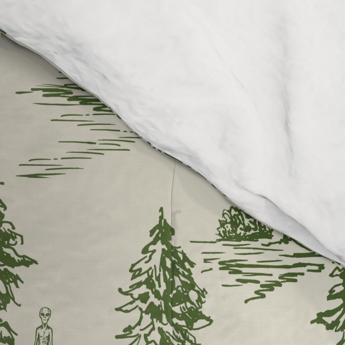 Green Alien Abduction Toile De Jouy Pattern Comforter Gallery Image 4