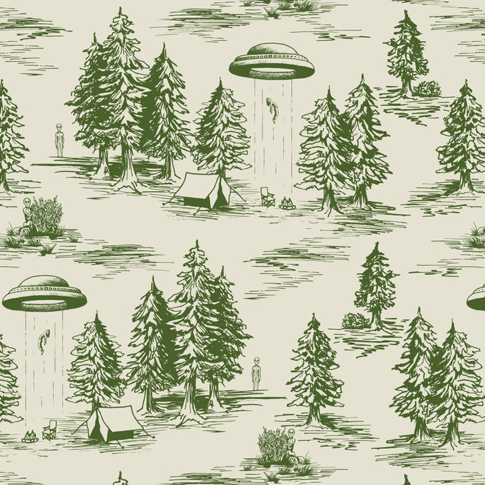 Green Alien Abduction Toile De Jouy Pattern Coffee Mug Gallery Image 2