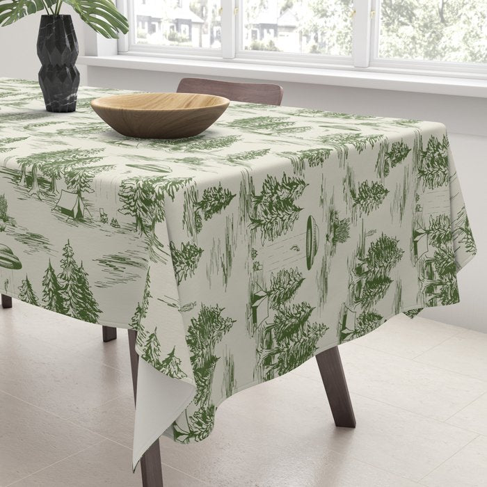 Green Alien Abduction Toile De Jouy Pattern Tablecloth Gallery Image 3