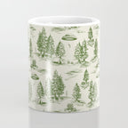Green Alien Abduction Toile De Jouy Pattern Coffee Mug Gallery Image 4