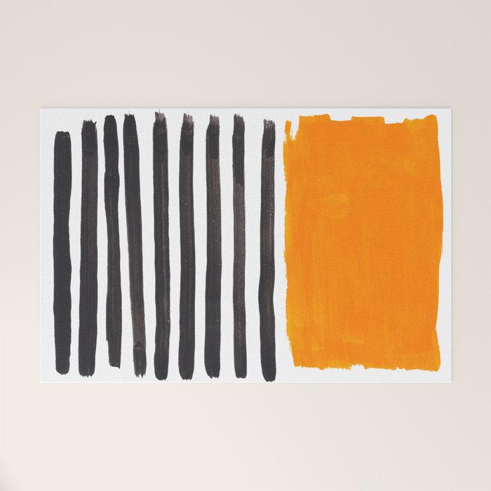 Minimalist Mid Century Mango Shade Black Lines Sunset Landscape Fun Welcome Mat Gallery Image 1