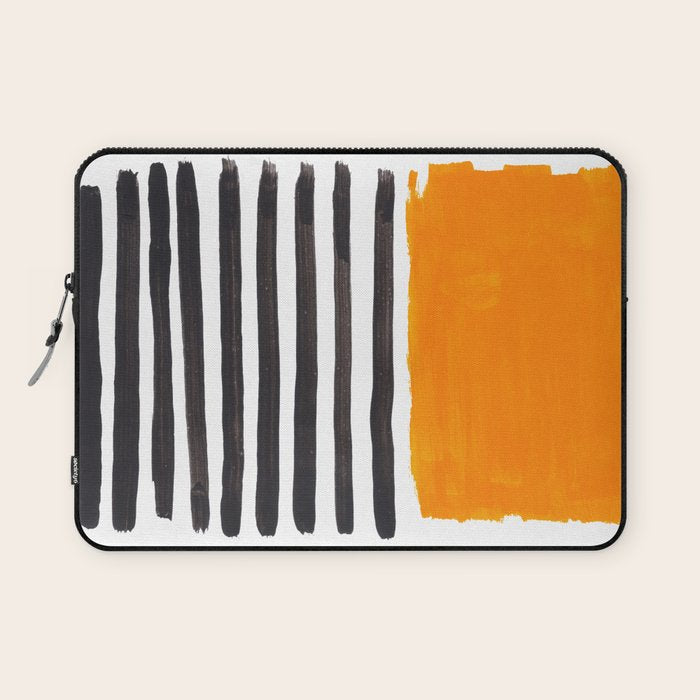 Minimalist Mid Century Mango Shade Black Lines Sunset Landscape Fun Laptop Sleeve Gallery Image 1