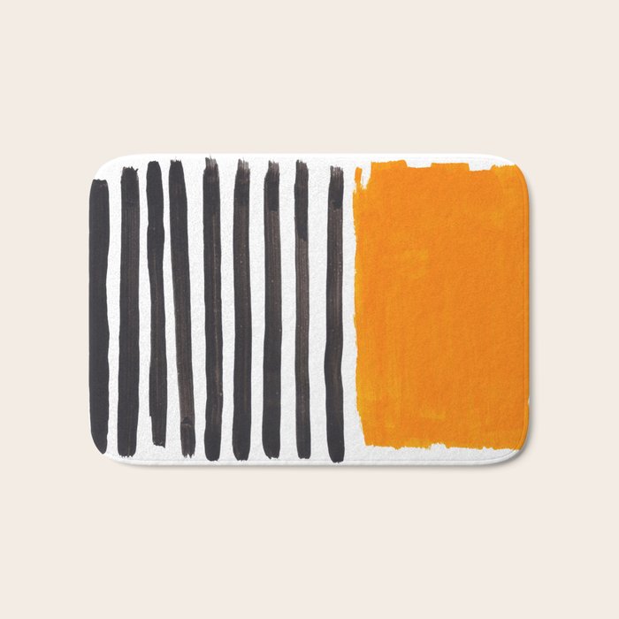 Minimalist Mid Century Mango Shade Black Lines Sunset Landscape Fun Bath Mat Gallery Image 1