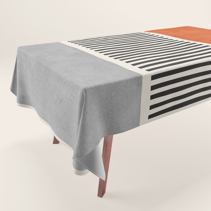 Orange Gray Black Modern Minimalism Artwork Tablecloth Gallery Image 1