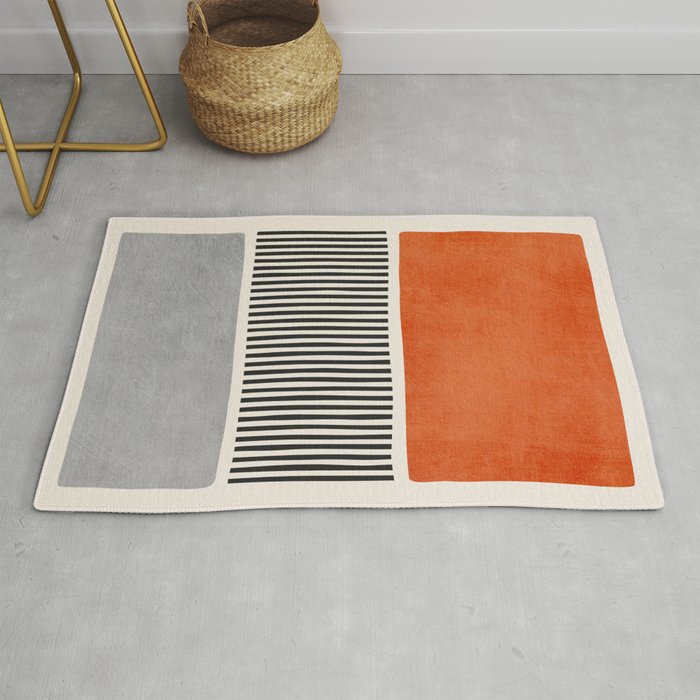 Orange Gray Black Modern Minimalism Artwork Rug Gallery Image 1