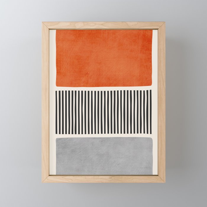 Orange Gray Black Modern Minimalism Artwork Mini Art Print Gallery Image 1