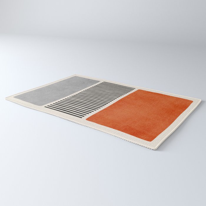 Orange Gray Black Modern Minimalism Artwork Rug Gallery Image 3