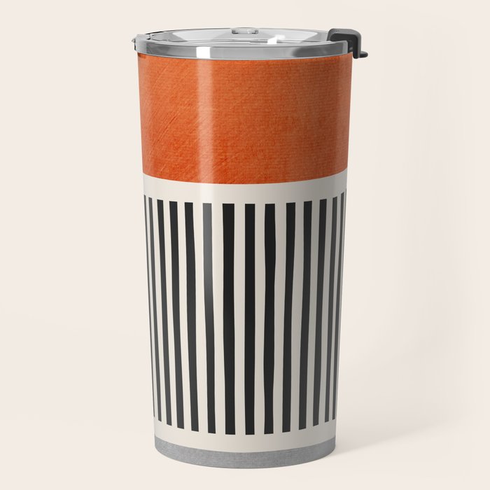 Orange Gray Black Modern Minimalism Artwork Travel Mug Gallery Image 2