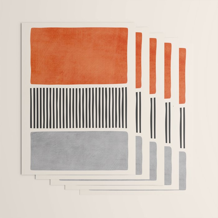 Orange Gray Black Modern Minimalism Artwork Wrapping Paper Gallery Image 3