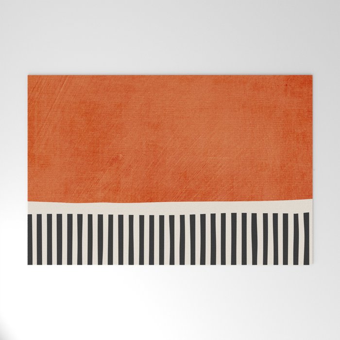 Orange Gray Black Modern Minimalism Artwork Welcome Mat Gallery Image 1