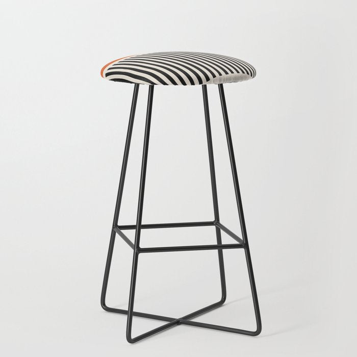 Orange Gray Black Modern Minimalism Artwork Stool Gallery Image 1