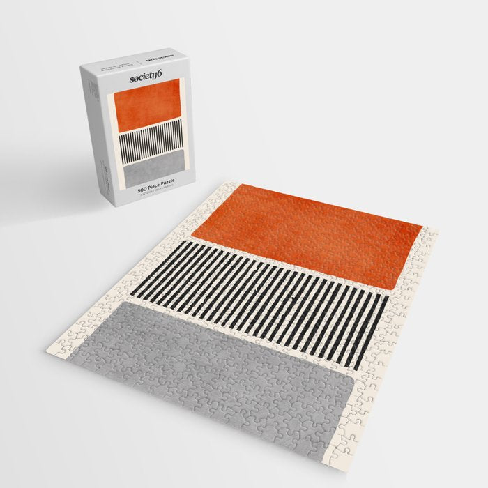 Orange Gray Black Modern Minimalism Artwork Jigsaw Puzzle Gallery Image 2