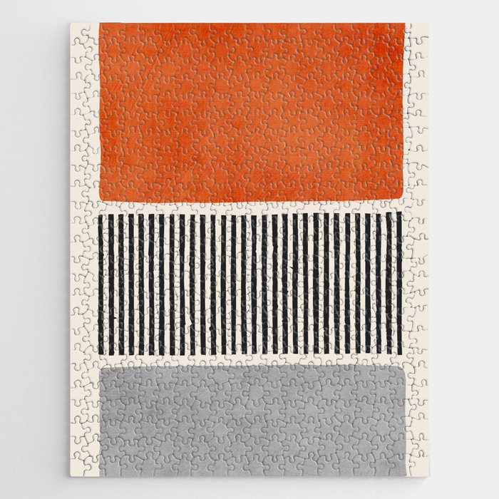 Orange Gray Black Modern Minimalism Artwork Jigsaw Puzzle Gallery Image 1