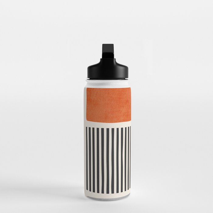 Orange Gray Black Modern Minimalism Artwork Water Bottle Gallery Image 3