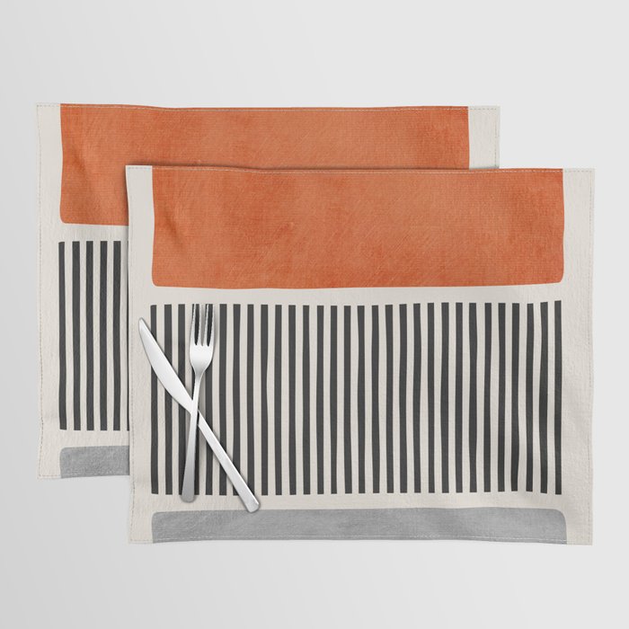 Orange Gray Black Modern Minimalism Artwork Placemat Gallery Image 1