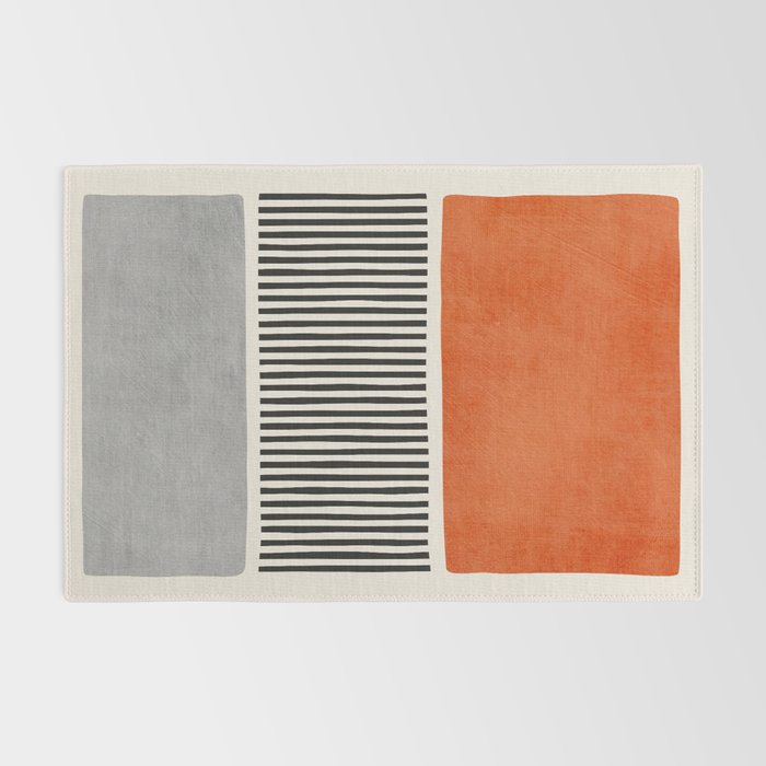 Orange Gray Black Modern Minimalism Artwork Rug Gallery Image 2