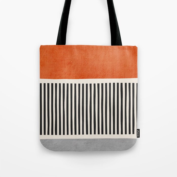 Orange Gray Black Modern Minimalism Artwork Tote Bag Gallery Image 1