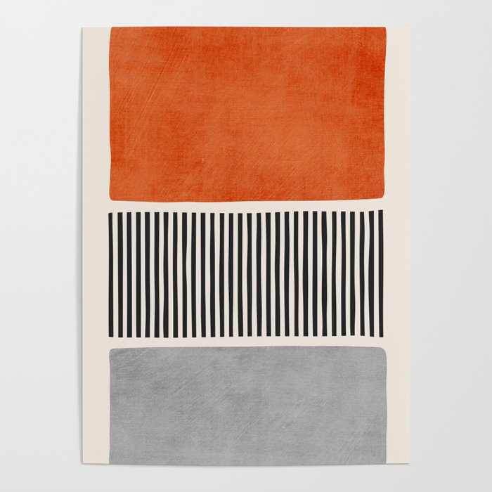 Orange Gray Black Modern Minimalism Artwork Poster Gallery Image 4