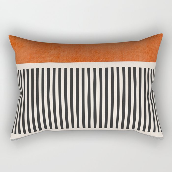 Orange Gray Black Modern Minimalism Artwork Rectangular Pillow Gallery Image 2
