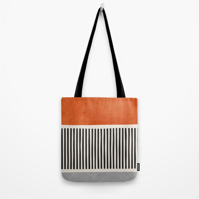 Orange Gray Black Modern Minimalism Artwork Tote Bag Gallery Image 2