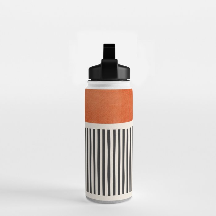 Orange Gray Black Modern Minimalism Artwork Water Bottle Gallery Image 2