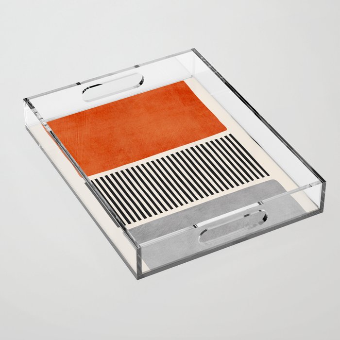 Orange Gray Black Modern Minimalism Artwork Acrylic Tray Gallery Image 1