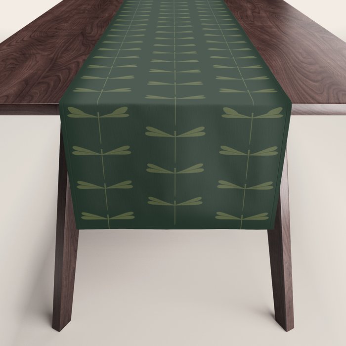 Dragonfly Pattern X Earthy Green Table Runner Gallery Image 1