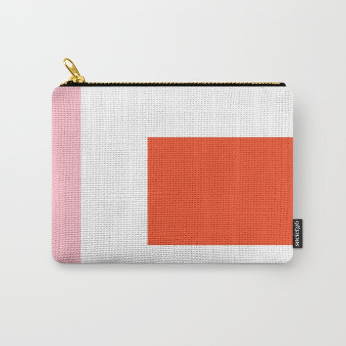 Regressing Colour Block - Minimalist Geometric Pattern in Red, White, and Pink Carry All Pouch Gallery Image 1