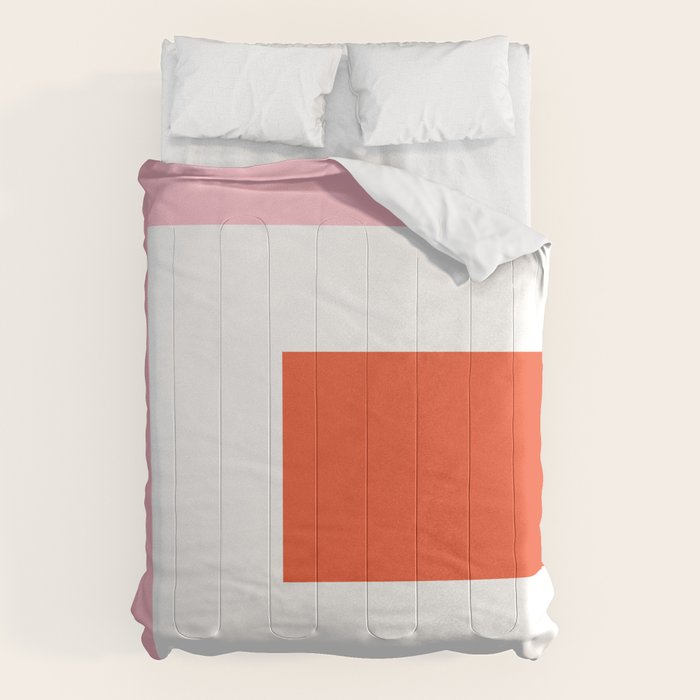 Regressing Colour Block - Minimalist Geometric Pattern in Red, White, and Pink Comforter Gallery Image 1