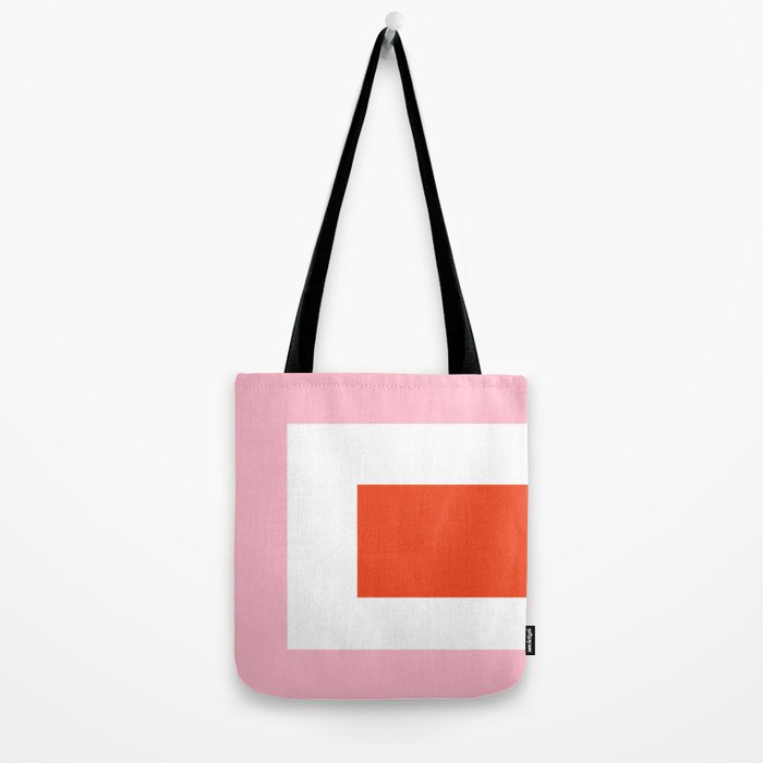 Regressing Colour Block - Minimalist Geometric Pattern in Red, White, and Pink Tote Bag Gallery Image 2