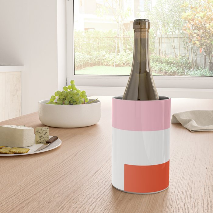 Regressing Colour Block - Minimalist Geometric Pattern in Red, White, and Pink Wine Chiller Gallery Image 4