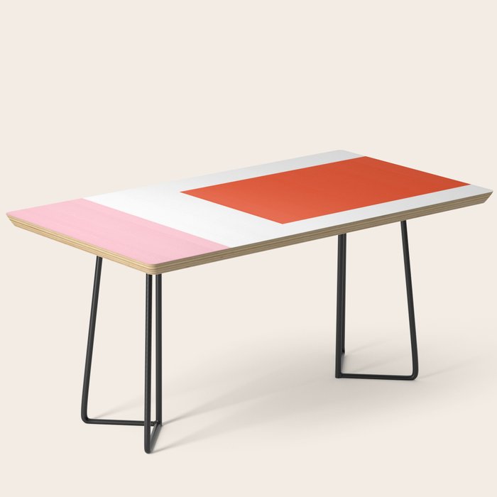 Regressing Colour Block - Minimalist Geometric Pattern in Red, White, and Pink Coffee Table Gallery Image 1