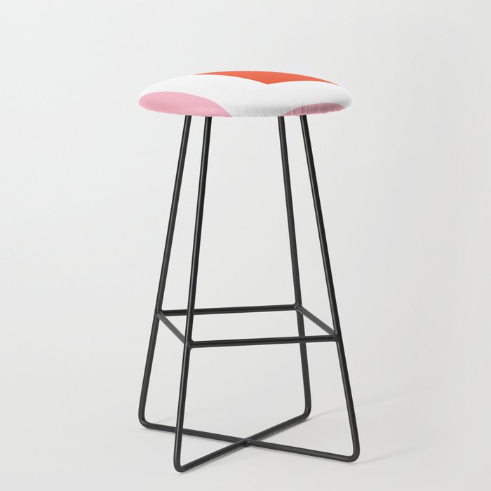 Regressing Colour Block - Minimalist Geometric Pattern in Red, White, and Pink Stool Gallery Image 1