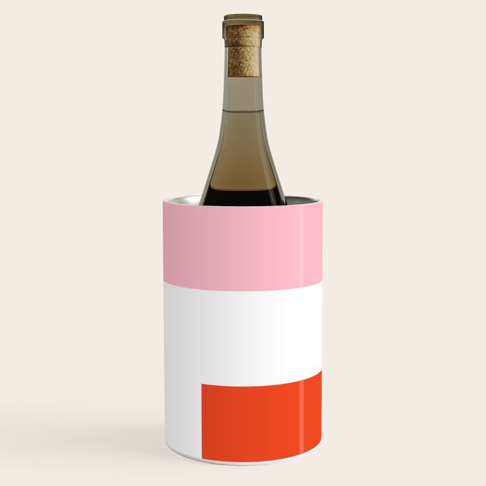 Regressing Colour Block - Minimalist Geometric Pattern in Red, White, and Pink Wine Chiller Gallery Image 1