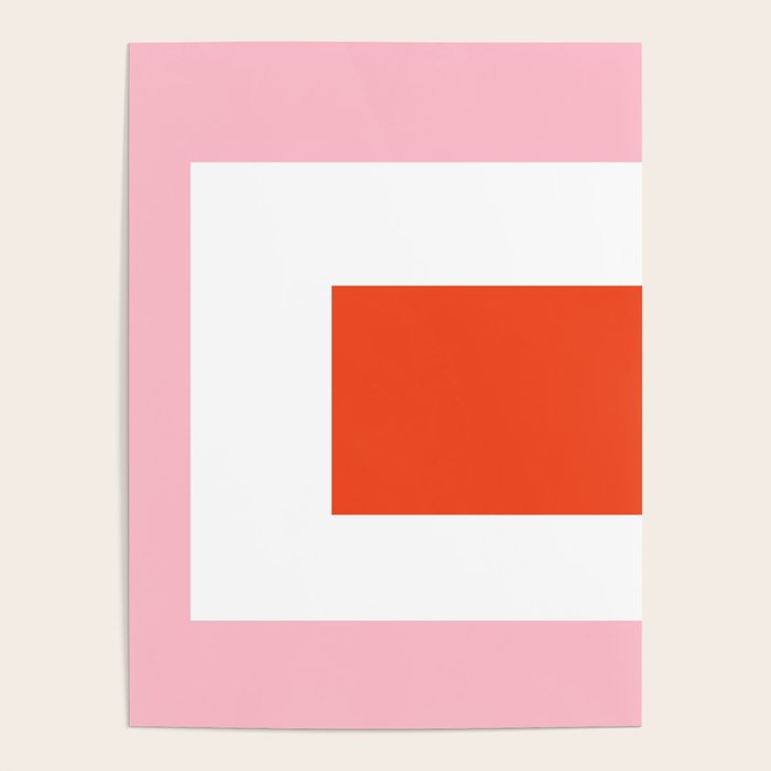 Regressing Colour Block - Minimalist Geometric Pattern in Red, White, and Pink Poster Gallery Image 1