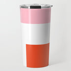 Regressing Colour Block - Minimalist Geometric Pattern in Red, White, and Pink Travel Mug Gallery Image 1