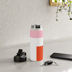 Regressing Colour Block - Minimalist Geometric Pattern in Red, White, and Pink Water Bottle Gallery Image 4