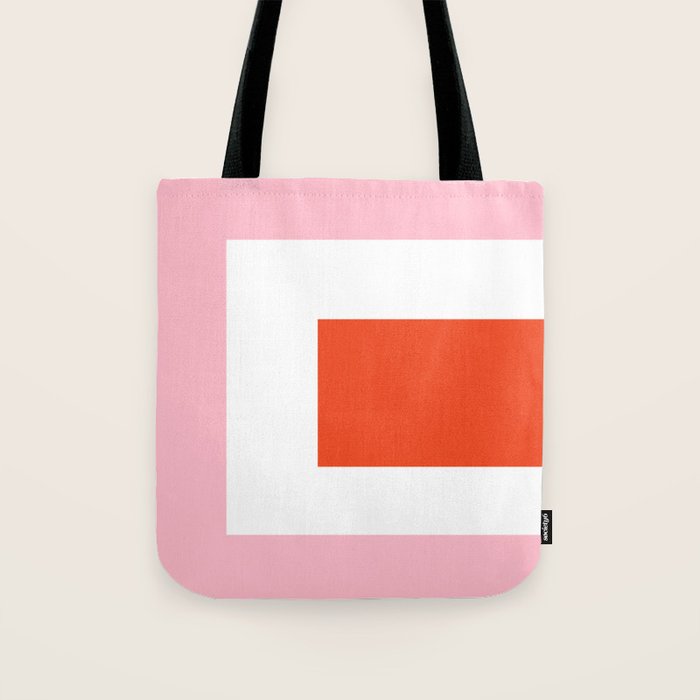 Regressing Colour Block - Minimalist Geometric Pattern in Red, White, and Pink Tote Bag Gallery Image 1