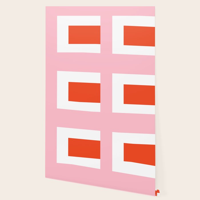 Regressing Colour Block - Minimalist Geometric Pattern in Red, White, and Pink Wallpaper Gallery Image 2