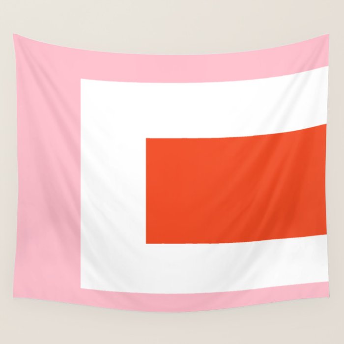 Regressing Colour Block - Minimalist Geometric Pattern in Red, White, and Pink Wall Tapestry Gallery Image 1