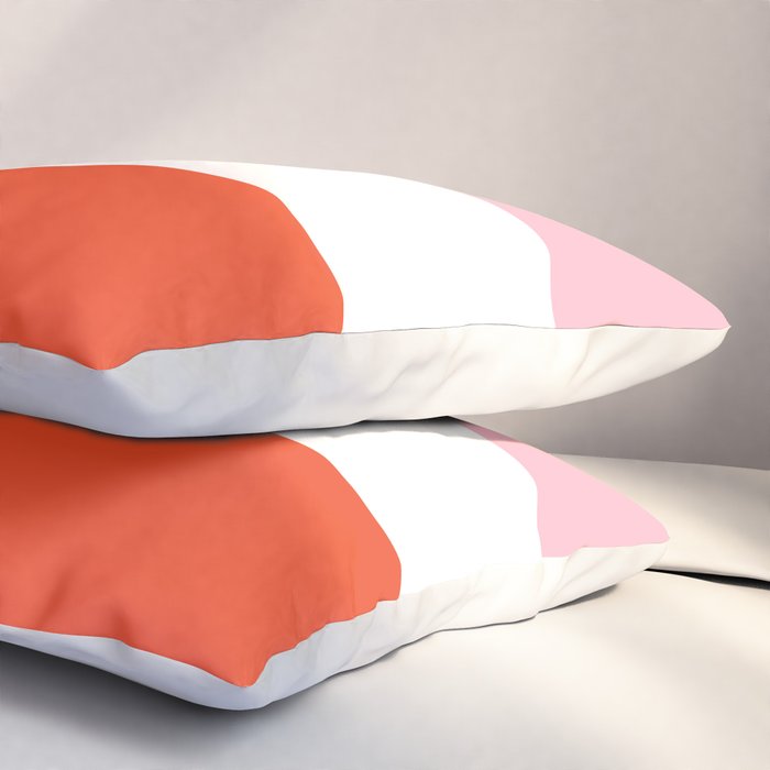Regressing Colour Block - Minimalist Geometric Pattern in Red, White, and Pink Pillow Sham Gallery Image 3