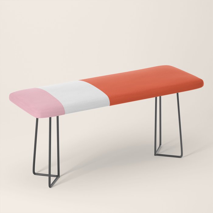 Regressing Colour Block - Minimalist Geometric Pattern in Red, White, and Pink Bench Gallery Image 1