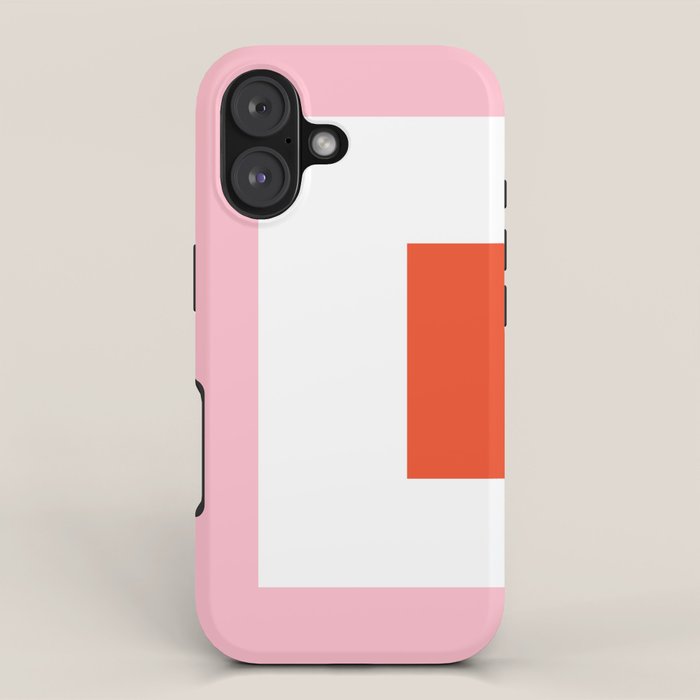 Regressing Colour Block - Minimalist Geometric Pattern in Red, White, and Pink iPhone Case Gallery Image 1