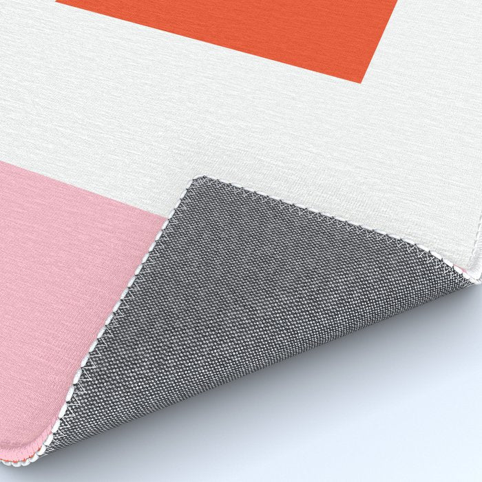 Regressing Colour Block - Minimalist Geometric Pattern in Red, White, and Pink Rug Gallery Image 4