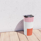 Regressing Colour Block - Minimalist Geometric Pattern in Red, White, and Pink Travel Mug Gallery Image 4