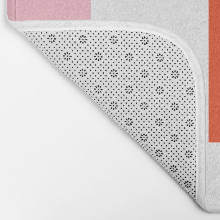 Regressing Colour Block - Minimalist Geometric Pattern in Red, White, and Pink Bath Mat Gallery Image 2